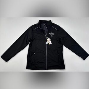 Hard Rock Cafe Biloxi Tech Jacket Mens Medium Black Performance Stretch Zip NEW